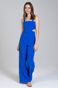 Ελαστική ολόσωμη φόρμα με cut-out και πλεκτές λεπτομέριες royal blue