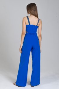 Stretch cut-out jumpsuit with knitted details royal blue