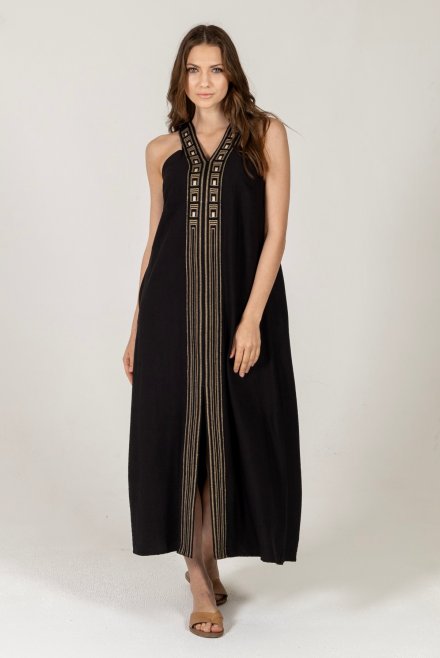 Midi dress with knitted details black
