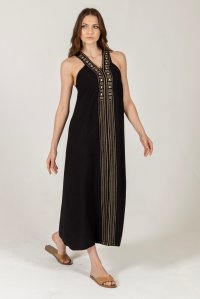 Midi dress with knitted details black