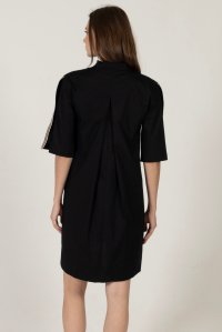 Poplin mini dress with knitted details black