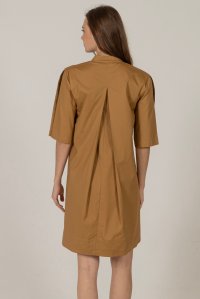 Μίνι φόρεμα από ποπλίνα με πλεκτές λεπτομέριες camel