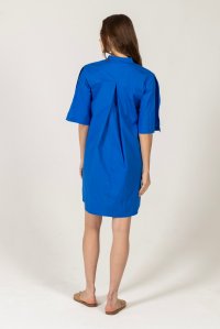 Poplin mini dress with knitted details royal blue