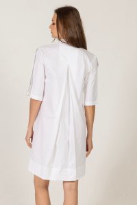Poplin mini dress with knitted details white