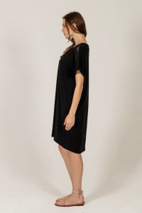 Jersey μίντι φόρεμα με πλεκτές λεπτομέριες black
