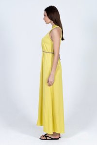 Σατέν μίντι φόρεμα με πλεκτές  λεπτομέρεις lime
