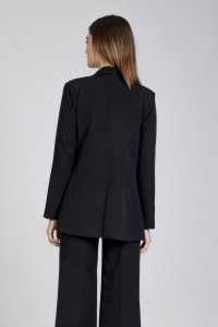 Stretch blazer with knitted details black