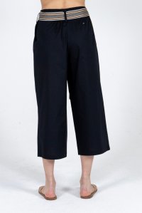 Poplin wide leg pants with knitted details black