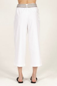 Poplin wide leg pants with knitted details white