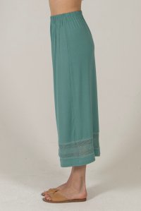Jersey cropped pants with knitted details teal