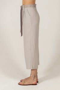Linen blend pants with knitted details ice