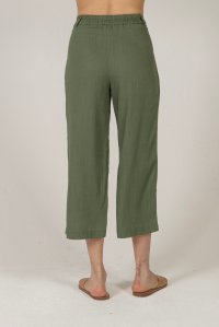 Linen blend pants with knitted details khaki