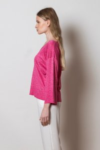 Lurex v-neck blouse fuchsia