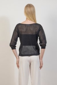 Lurex open-knit cropped top black