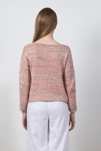 Cotton blend boat neck sweater pink