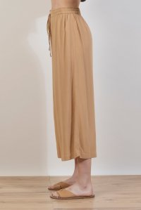 Crepe marocaine cropped wide leg pants with knitted details dark beige