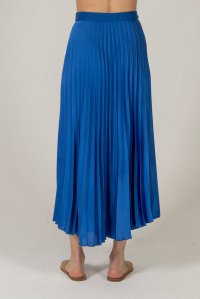 Σατέν πλισέ μίντι φούστα με πλεκτές λεπτομέριες royal blue