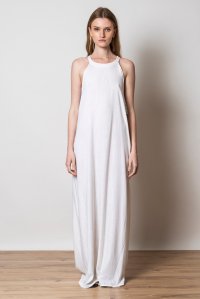 Linen blend cut-out dress with knitted details ivory