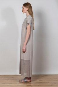 Jersey midi tunic dress with knitted details ice