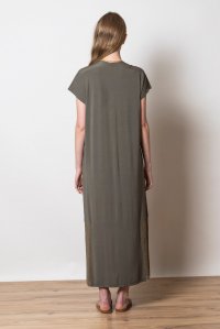 Ελαστικό μιντι φόρεμα με πλεκτές λεπτομέρειες khaki