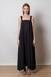 Φόρεμα από τένσελ με πλεκτές τιράντες black