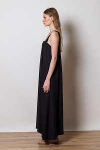 Tencel dress with knitted straps black