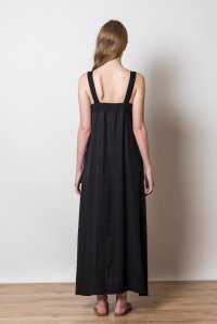 Tencel dress with knitted straps black