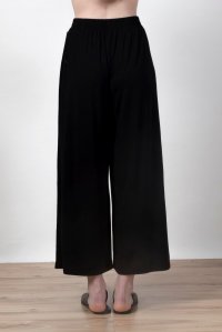 Ελαστικό φαρδύ παντελόνι με πλεκτές λεπτομέρειες black