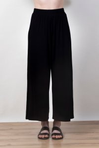 Jersey wide leg pants with knitted details black