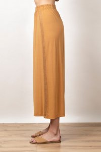 Jersey wide leg pants with knitted details summer camel
