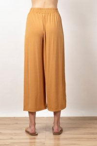 Ελαστικό φαρδύ παντελόνι με πλεκτές λεπτομέρειες summer camel