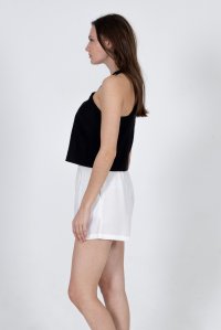 Sleeveless cropped top with knitted details black