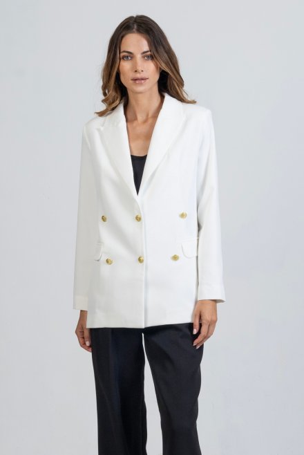 Stretch blazer with knitted details ivory