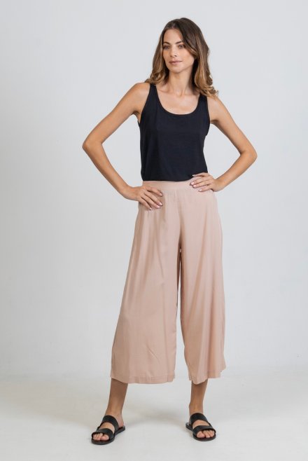 Cropped φαρδύ παντελόνι dusty pink