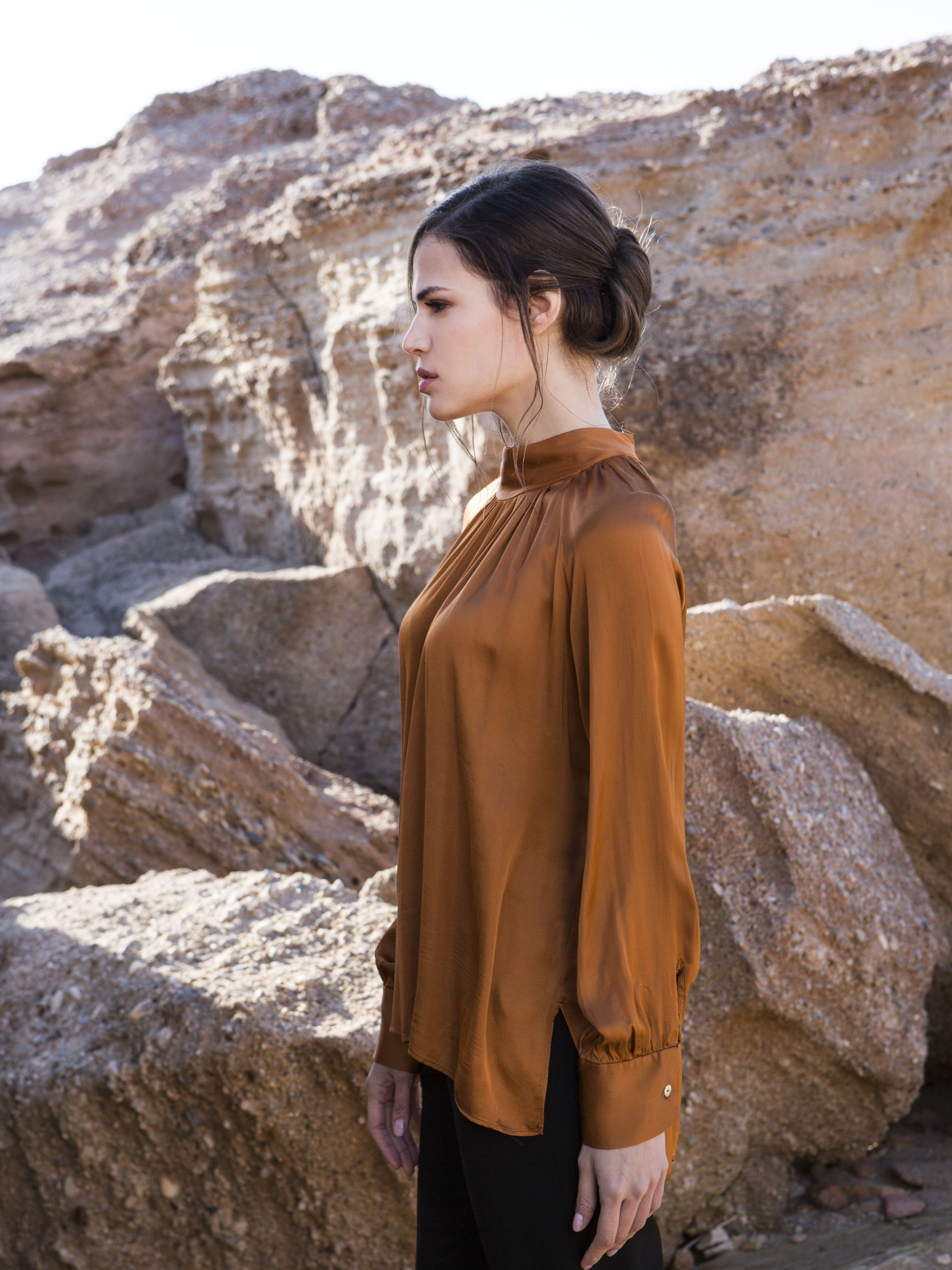 Satin turtleneck blouse - aggel.eu