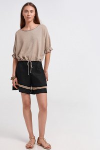 Lurex blouse with ruffles on the sleeves gold