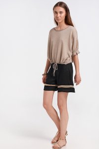 Lurex blouse with ruffles on the sleeves gold
