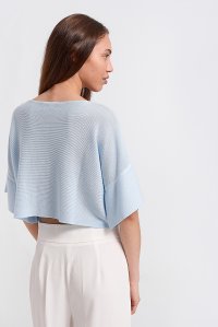 CROPPED BLOUSE WITH MIDI SLEEVES azure