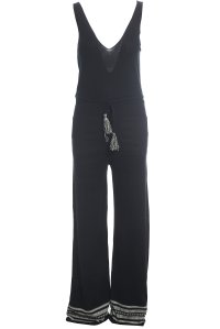 Jumpsuit with jacquard pattern at the bottoms beige-black