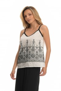 embroidered top with knitted details