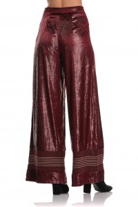 Fabric pants metallic with knitted details bordeuax