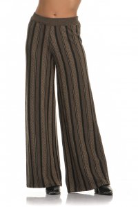 Ζακάρ παντελόνι με μαλλί, wide leg ριγέ medium grey