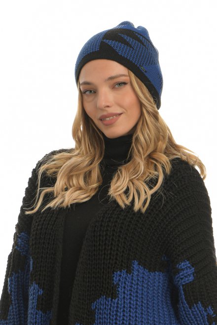 Wool blend boho jacquard knit cap