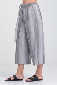 Striped cropped wide leg pants grey-silver