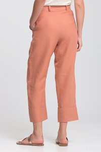 Linen cropped straight leg pants peach