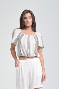 Striped cropped top ivory-gold