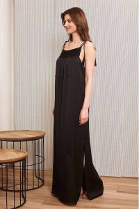 Φόρεμα maxi με χειροποίητες λεπτομέρειες black