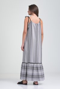Ριγέ maxi φόρεμα στυλ boho grey-silver