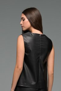 Faux leather sleeveless cropped top black