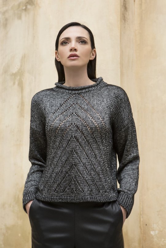 Metallic open-knit cropped sweater